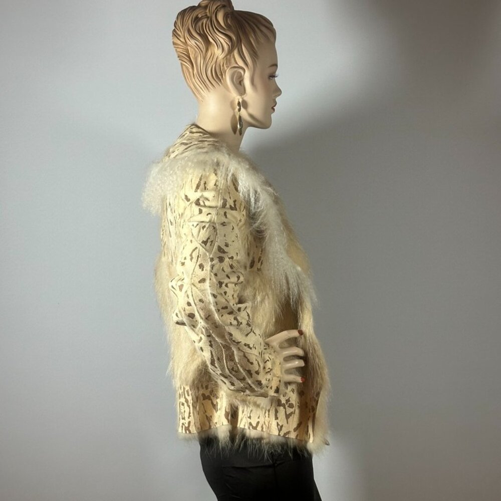 Vintage Reversible Tibetan Lamb Fur Jacket with Fringe Trim - Picture 3 of 6